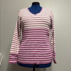 Croft & Barrow lilac and Cream Striped Knit Top